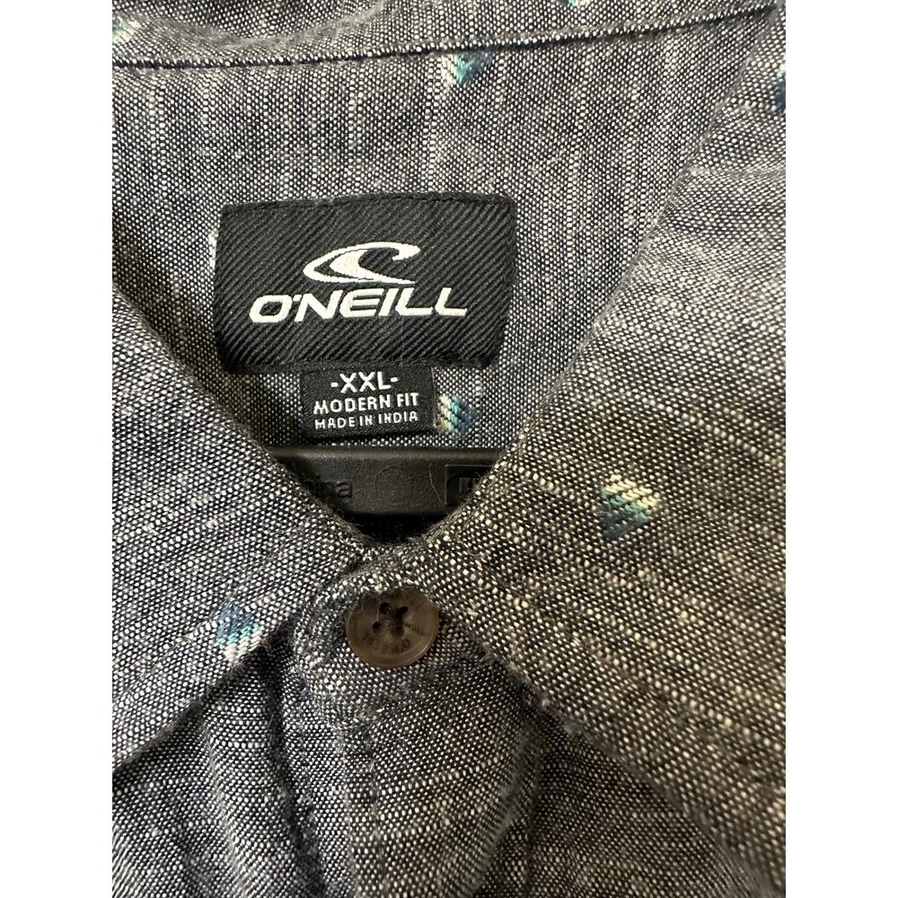 O’Neill Mens XXL Modern Fit Gray Short Sleeve Button Front Shirt Geometric Print - Picture 5 of 7